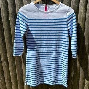 Vineyard Vines Women’s‎ White Blue Striped Simple Boatneck Dress (Small)